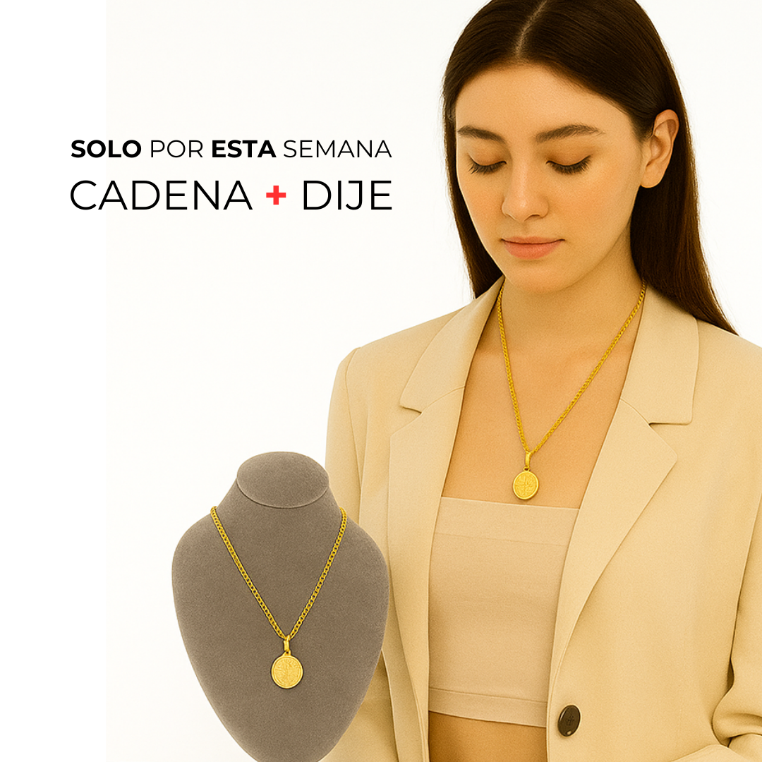 Cadena con baño de oro + dije de regalo ultimas unidades