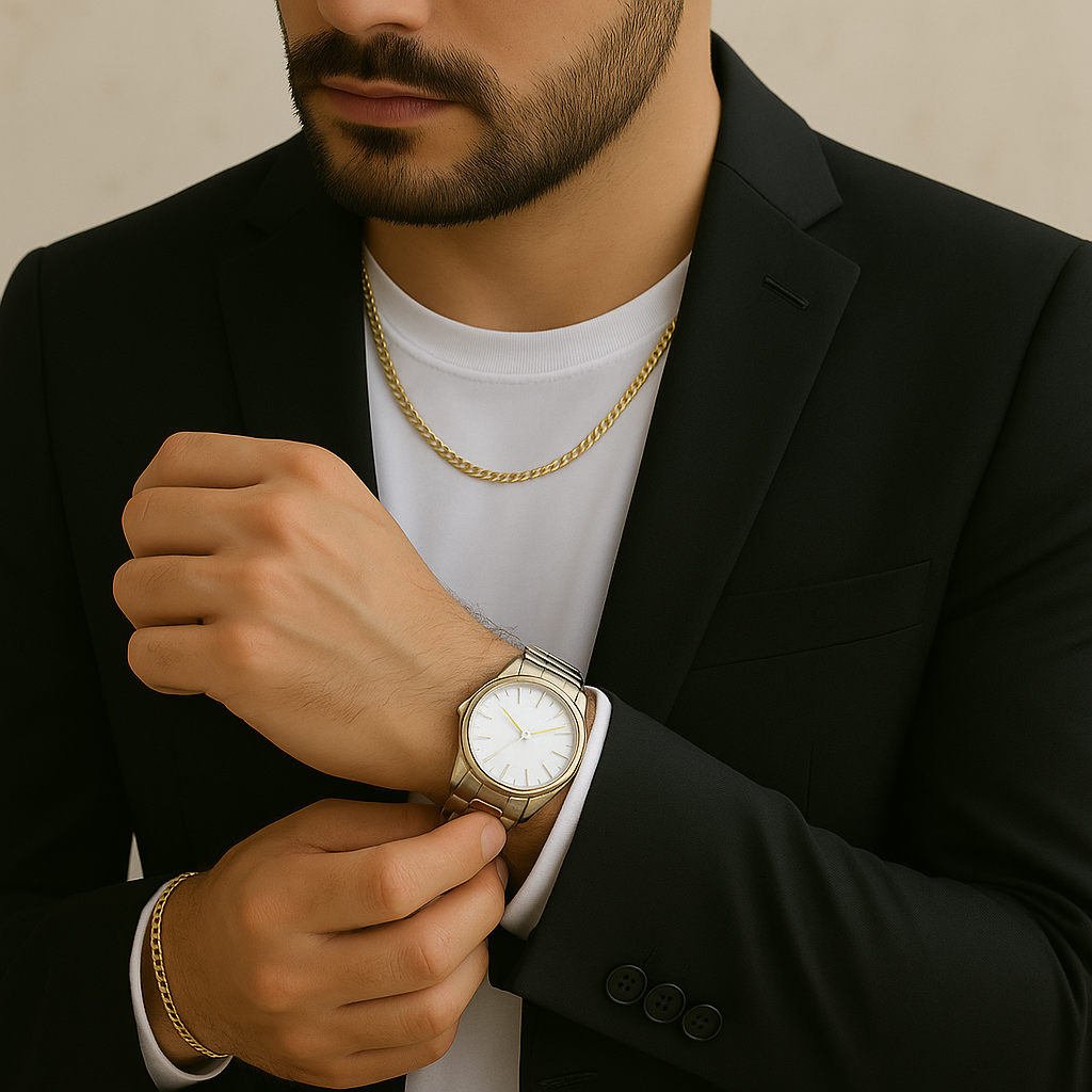 2x1 Cadena cubana de Hombre + Pulsera cubana 18k🎁